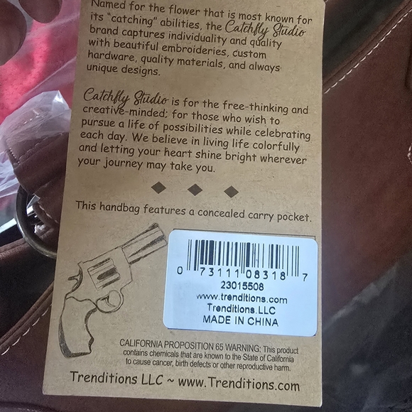 Brown and Tan Geometric Tote Bag with Leather Handles - Picture 4 of 7